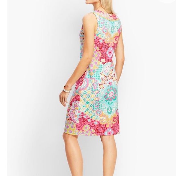 Talbots Medallion Interlock Shift Dress M Colorful Floral Sleeveless Summer - Picture 2 of 11